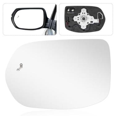 Imagem de Vidro espelhado para Honda CRV 2017-2022, lado esquerdo do motorista, vidro retrovisor com sistema de detecção de ponto cego, aquecido, placa traseira e suporte de montagem