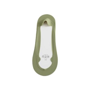 Imagem de chanstore 3 pares - Meias femininas de algodão puro com boca rasa, salto alto de silicone, antiderrapante, invisível, verde