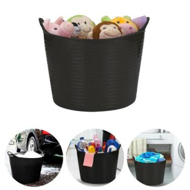 Imagem de Cesto Multiuso Lavanderia Brinquedos Organizador Flexível 20 Litros Pr