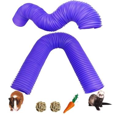 Imagem de Hamiledyi Pacote com 2 túneis divertidos para hamster, tubo de plástico para porquinhos-da-índia, túnel dobrável para esconderijo de treinamento e 2 pacotes de bolas de grama, brinquedos para animais