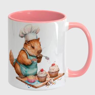 Imagem de Caneca Cerâmica Branca com Rosa CAPIVARA MAMAE BOLO 5