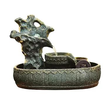 Imagem de Fonte de mesa Fonte de mesa Cerâmica Rock Falls Fonte Interior Mini Característica de Água para Quarto, Escritório, Sala de Estar, Cozinha Sala de Jantar e Banheiro Fonte Interior