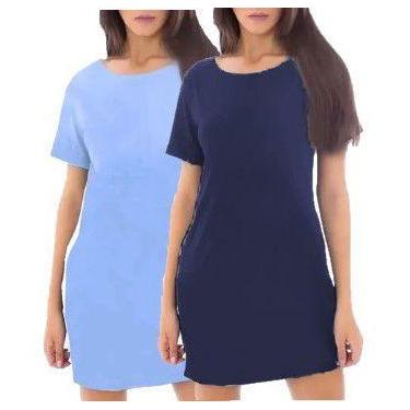 Imagem de Kit 2 Vestidos Feminino Estilo Camiseta  Moda Básico Slim Fitness, Ton
