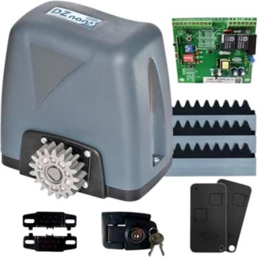 Imagem de Kit Motor Deslizante Portão Eletrônico Dz Nano 36 Turbo 600kg 1/4 HP Rossi 2 Controles 3 Metros de Cremalheira (110, Volts)