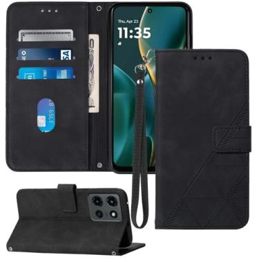 Imagem de Moment Dextrad Capa carteira para Moto G 2025, compartimentos para cartão, alça de pulso, proteção interna de telefone TPU, capa flip de couro PU para Moto G - 2025 (preto)