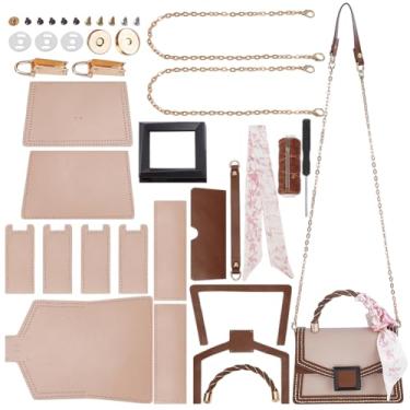 Imagem de WADORN Kit de confecção de bolsa transversal feminina faça você mesmo, bolsa de ombro feita à mão de couro sintético feito à mão, kit de material de bolsa de mão feminina fashion kit de material feito