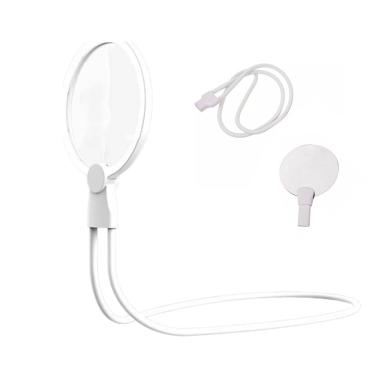 Imagem de Lupa de Pescoço Aumento 5x Haste Flexivel Apoio Mesa Maos Livres Idoso Vista Cansada Pescoço Leitura Tabalho Tarefas Visualizaçao Ampla Multiuso