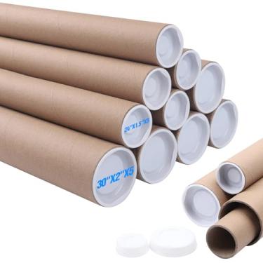 Imagem de aromeili Tubos De Correspondência Com Tampas, Pacote Com 10 Tubos De Pôster De Papel Kraft De 2X30 Pol. E 1,5X24 Pol. Para Remessa, Embalagem, Embalagem Redonda A Granel, Mala Direta De Papelão, Imp