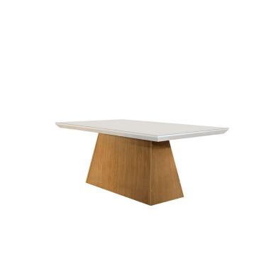 Imagem de Mesa de Jantar Retangular com Tampo de Vidro Luna Imbuia e Off White