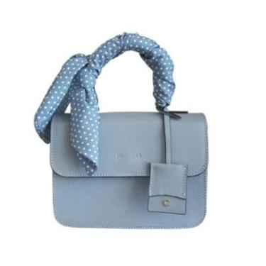 Imagem de Bolsa em Couro Azul Cindy Com Lenço Petit Poá Cecconello-Feminino