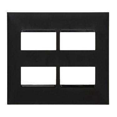 Imagem de Placa 4X4 2 + 2 Postos Separados Preta Pial Plus + Legrand
