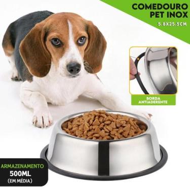 Imagem de Comedouro Para Pets Ração Água Inox Antiderrapante Para Caes e Gatos -