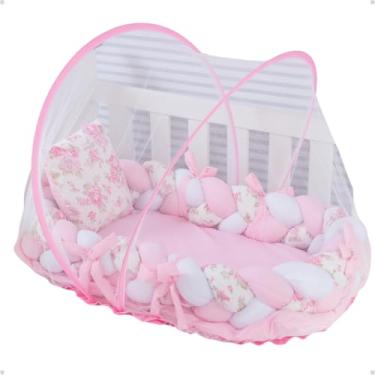 Imagem de Mosquiteiro Tule Elástico Com Ninho Redutor Berço Portátil (Rosa - Elisabeth)