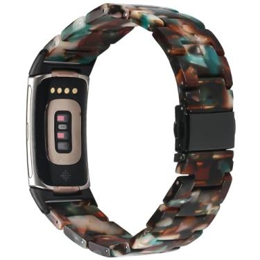 Imagem de Limque Pulseira de resina compatível com Fitbit Charge 6/Fitbit Charge 5, à prova d'água e leve de substituição com fivela de aço inoxidável, pulseira moderna para monitor de atividades físicas