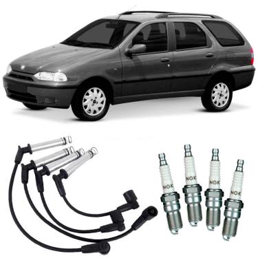 Imagem de Kit Vela e Cabo Vela de Ignição Palio Weekend 1.6 16v 97 a 2003 Ngk