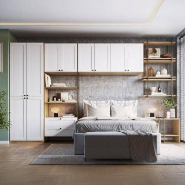 Imagem de Guarda-Roupa Casal Modulado Infinity 10 Portas 2 Gavetas Savana/Branco Fosco - Genialflex