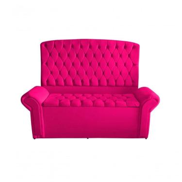 Imagem de Kit Dubaí Cabeceira De Cama Casal E Recamier Baú Queen 160 Cm Suede Rosa Pink Do Lar Móveis