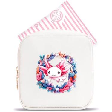 Imagem de BJDAMAI Mini bolsa de maquiagem, linda bolsa de cosméticos portátil com zíper para meninas adolescentes e crianças, pequena bolsa de armazenamento para almofada higiênica, moeda, batom, joias