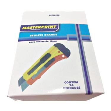 Imagem de Estilete Profissional 18mm Caixa C/ 24 Un - Amarelo e Laranja - Master