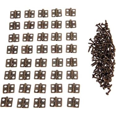 Imagem de Ferrolho de trava antiga, dobradiças de ferro de bronze retro, conectores de dobradiças para Tope 40 peças 13 * 12 mm armário antigo gaveta porta móveis dobradiças - bronze antigo