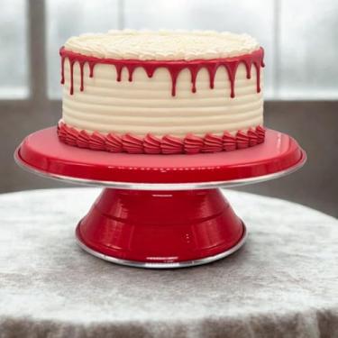 Imagem de Suporte Bailarina para Bolo Nº 30 Vermelho – Base Giratória Profissional para Decoração de Bolos e Confeitaria