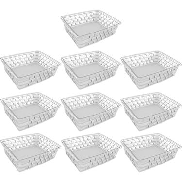 Imagem de Cesto Organizador Kit 10 Peças 16x12x6Cm Pequeno Branco Transparente Azul Rosa (Transparente)
