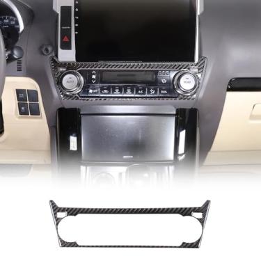 Imagem de Fgtagtal Moldura de acabamento de painel de interruptor de ar condicionado de fibra de carbono macia compatível com Toyota Land Cruiser Prado FJ150 150 2010-2017, console central AC decoração moldura