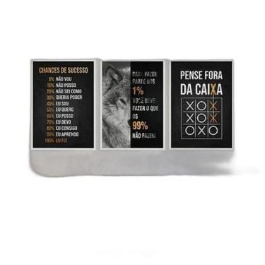 Imagem de Kit 3 Quadros Motivacionais Empreendedorismo 33X24Cm Branca - Quadros 