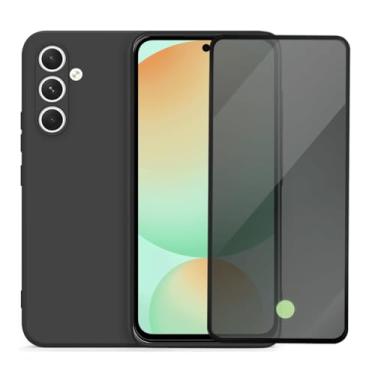 Imagem de Capa Aveludada e Película de Privacidade 3D para Samsung Galaxy S24 FE, Capinha Preta Premium e Película Anti-Espião