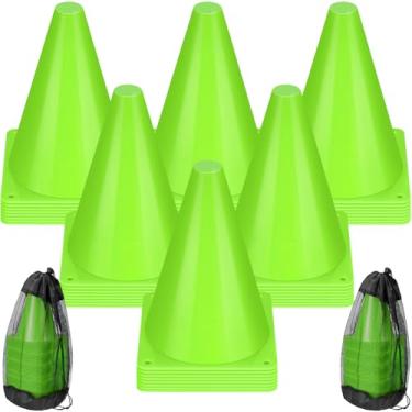 Imagem de Leelosp Pacote com 48 cones de trânsito de plástico de 17,8 cm Marcador de campo de agilidade para futebol/segurança/esportes/cones de treinamento para patinação basquete futebol treinos temáticos