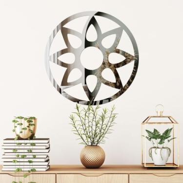 Imagem de Espelho Decorativo Mandala Flor Prata - Inove Papéis de Parede
