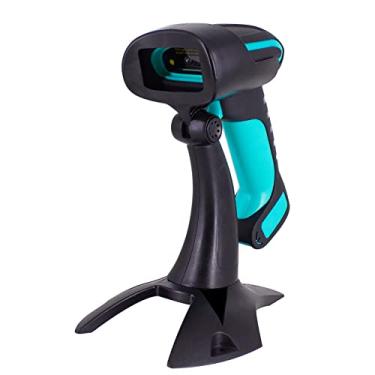 Imagem de Alacrity Scanner de código de barras industrial 2D 1D QR com suporte, Bluetooth 2,4 GHz sem fio 2 em 1, à prova de poeira, leitor de código de barras mãos livres, azul