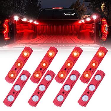 Imagem de Xprite Led Light Rock por cama do caminhão, 24 LEDs Caminhão da carga cama de recolhida, sob o carro, Pé Wells, Rail Lights, Side Marcador LED Rocha Lighting Kit w/Switch Red - 8 PCs