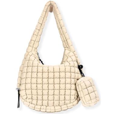 Imagem de Sacola GASSDA Puffer acolchoada de nylon para mulheres bege com bolsa 