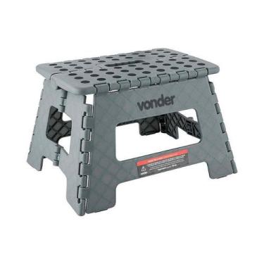 Imagem de Banqueta plástica dobrável cinza vonder 150kg altura 220mm