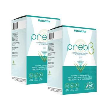 Imagem de Kit Natunectar  Prebi 3 Suplemento Alimentar Frutooligossacarideos Fibras – 2 unid (120 cápsulas)-Unissex