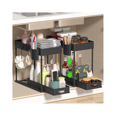 Imagem de Pacote com 2 organizadores embaixo da pia, organizadores de armário de banheiro, organizadores embaixo da pia e armazenamento para banheiro e cozinha