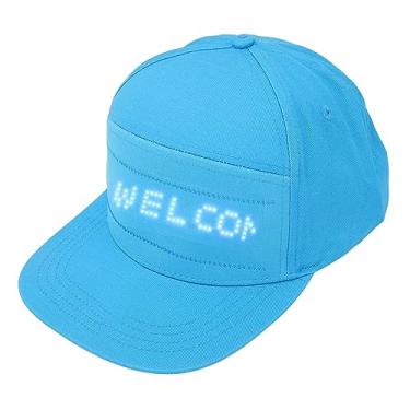 Imagem de LED SHARM SMART HAT, Thickened Top Animated LED Sign Pure Color Wide Application Easy Estipation Removable Screen for Carnival (Blue Hat Blue Words)