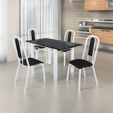 Imagem de Conjunto Sala de Jantar 4 Cadeiras Fortaleza Preto / Branco