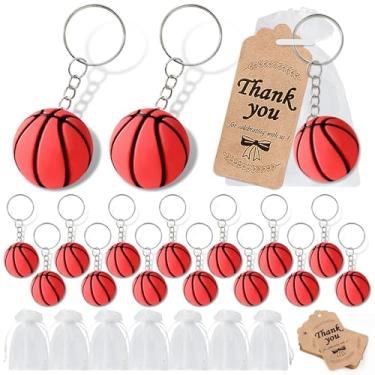Imagem de KeeStar Pacote Com 45 Chaveiros Para Lembrancinhas De Festa 15 Basquete, Etiquetas Agradecimento E Sacolas Lembranças Chá Bebê Esportivo, Aniversário, Festa, Prêmios Carnaval Escolar, Sala Aula