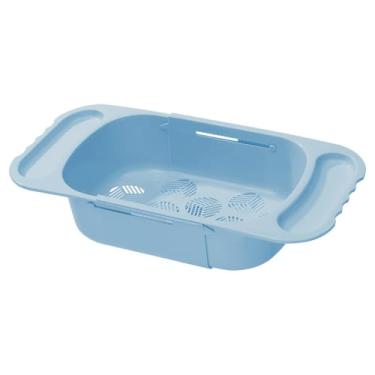 Imagem de 2 peças - Cesta de drenagem simples extraível doméstica, pia de lavar louça, filtro de água, utensílios de mesa - cesta de drenagem [azul celeste]