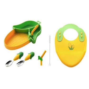 Imagem de Placa divisória de silicone com ventosa antiqueda minimalista para uso doméstico - conjunto de cinco peças de milho [ensacado]