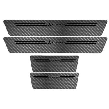 Imagem de Kit Soleira Protetora Porta Premium Black Carbono - L200 - Jhow Adesiv