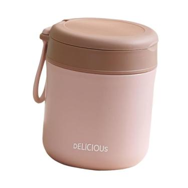 Imagem de IEUDNS Recipiente de Sopa com Tampa E Colher Integrada, Pote Térmico para Almoço, Rosa