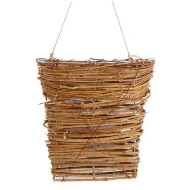 Imagem de Cesta para porta da frente, vaso de vime suspenso, cesta de salgueiro ventilada, decorações de porta artificiais para ambientes internos, externos