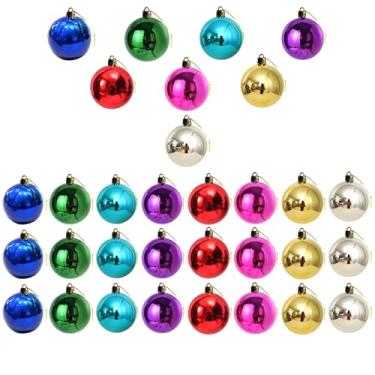 Imagem de Bolas de Natal coloridas, pacote com 24, conjunto de 8 para decoração de sala de estar, jardim, árvore de Natal, minienfeites multicoloridos, mini enfeites de porta com glitter, porta e parede
