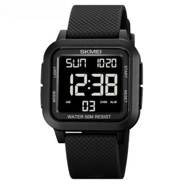 Imagem de Relógio esportivo masculino militar eletrônico à prova d'água com display LED digital relógio de pulso masculino (Black Black)