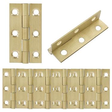 Imagem de Murtenze 8 peças mini dobradiças de latão sólido de 5 cm, dobradiças de armário de latão, dobradiças de caixa pequena dobradiças para armário, gaveta, caixa de madeira