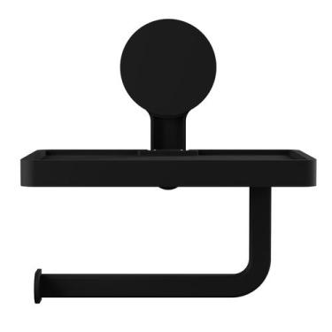 Imagem de Papeleira C/Adesivo ASTRA, Preto Fosco