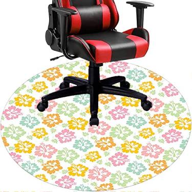 Imagem de Tapete de cadeira de escritório com flores, textura de flor, tapete de cadeira de mesa para piso de madeira de escritório em casa, protetor de piso de pilha baixa, redondo 78,7 cm